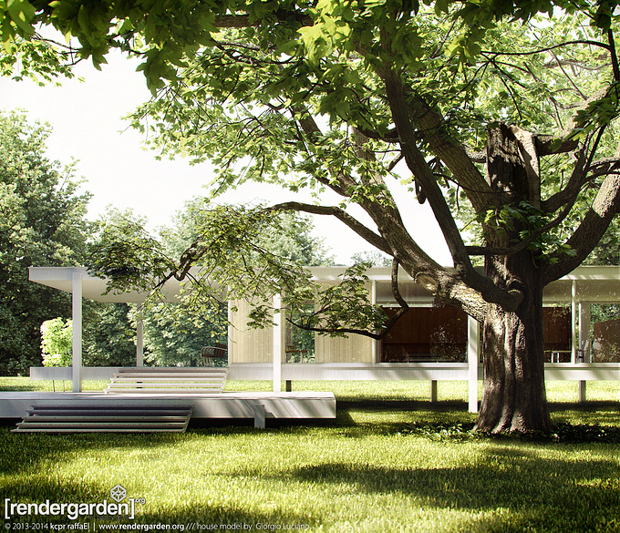 http://www.rendergarden.org/en
My interpretation of Farnsworth House.

Custom modelled maple tree, renderad with iRay.
Post in Photoshop.

Final version with corrected tree.