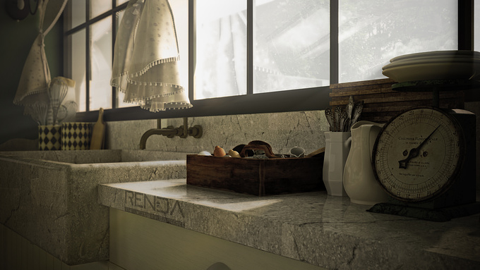 Renda Estudio - http://www.rendaestudio.com
Hi everybody, here is a close up render 0f the Vintage Kitchen, playing with rays, filters, dof, vignetting...and tones of passion.
HOpe ypu like. C&C are welcoming as usual