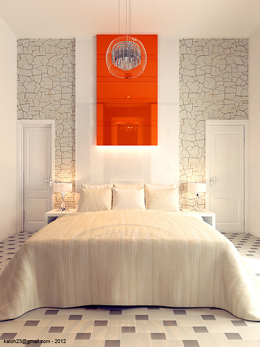 orange bed room