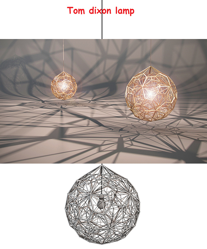 - http://
Hi,
Its the famous lamp designed by tom dixon. I did not find a nice 3D model for this lamp over the internet to buy. 
So I modeled this myself for an interior.

Just wanted to share with my community. hope you enjoyed my architectural modeling. :)

Thanks!