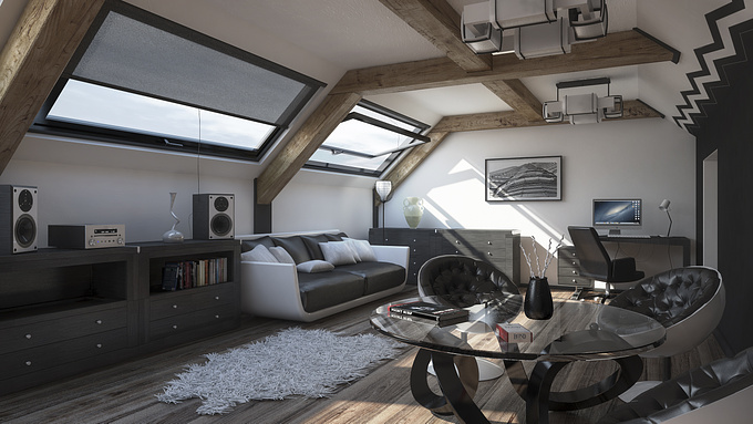 Sunny roof room concept. Done with 3D Studio Max and Vray