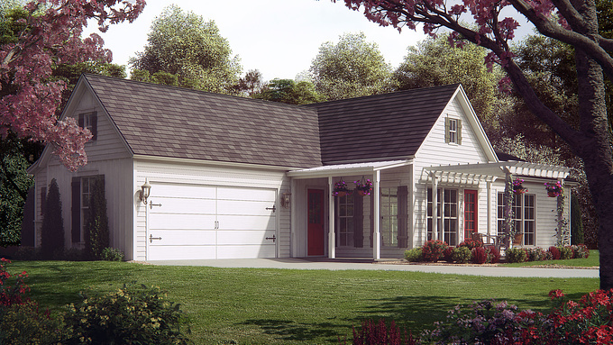 http://www,bobby-parker.com
Small house, rendered for a house plan company.