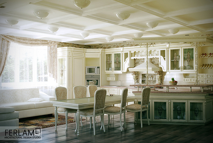  - http://
Classic kitchen design and visualization.
3dmax, v-ray.