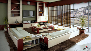 Modern Living Room Interior Design and Render