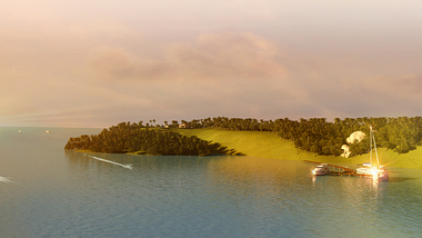 morning view of an island