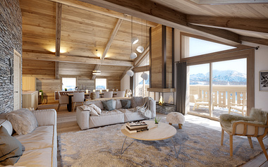 3D Luxurious Chalet Living-Room
