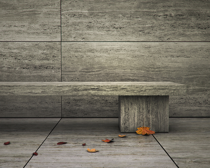 Another render of the Barcelona Pavilion.  I tried to capture the mood of autumn with these renders.