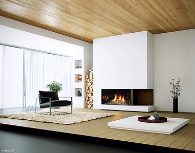 Modern fireplace area