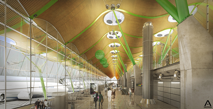Aeropuerto de Madrid-Barajas, Terminal 4 by Antonio Lamela and Richard Rogers. Done in 3d max, v-ray and photoshop