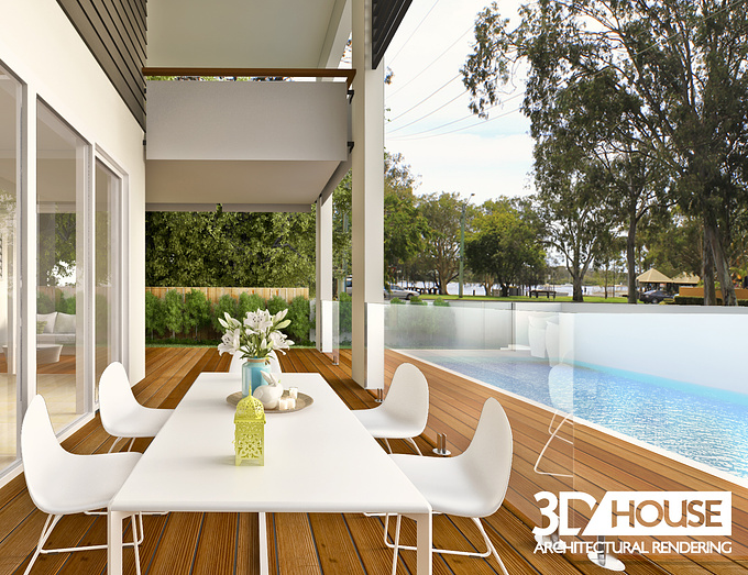 http://www.3dhouse.com.au/portfolio/noosaville-duplex-high-quality-3d-visualisations/
One of a series of visualisations we created for the marketing of a duplex development. We incorporated a photograph of the actual view to provide a realistic expectation of the outlook.