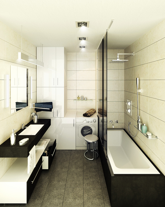  - http://
Classical architectural vizualization of bathroom in small flat. Design provides full usage of the space in a small bathroom.