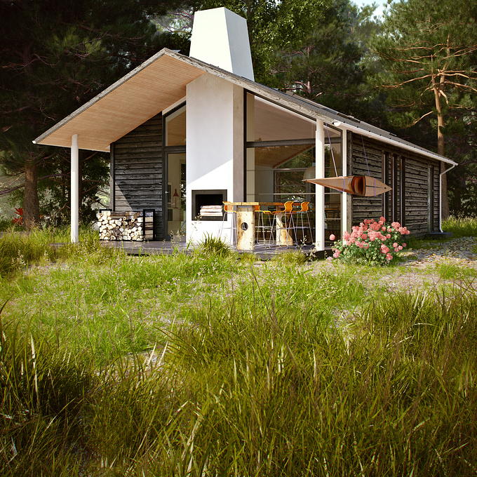 VELUX A/S - http://maksut.cgsociety.org/gallery/
This image show to customers how the house seems in the nature