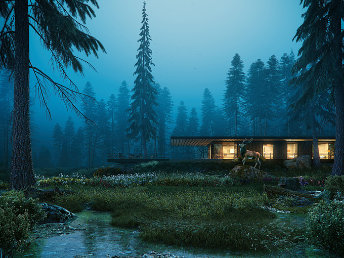 Zavir Studio - https://aref3dsmax.cgsociety.org/
Silence of the night, The pleasant silence of the forest
A beautiful moose under the moonlight