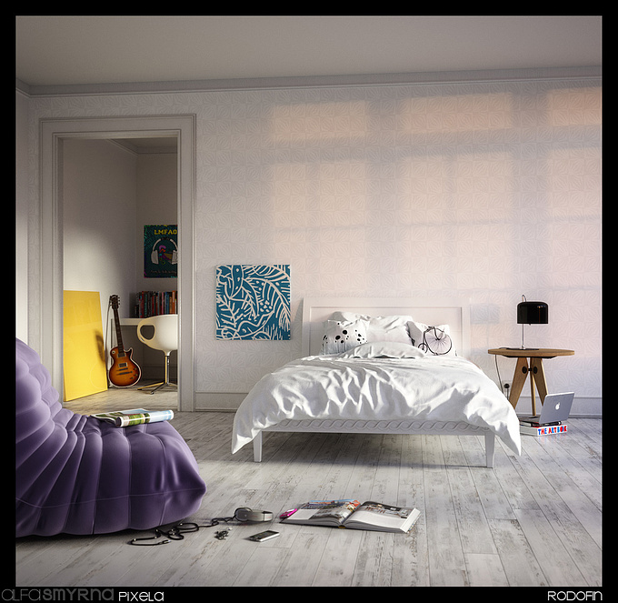 Pixela-Alfa Smyrna - http://www.pixela-3d.com
I tried to create realistic duvet and pillows and bed-linen both in close ups and futher away.  I made many close-up renders to check how they look under different light directions and POV and even how they behave even with slight changes of the camera.