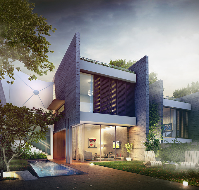 Square One Media Solution Pvt. Ltd. - http://www.square1d.com/
Architectural visualization of a modern Bungalow for a client in India.