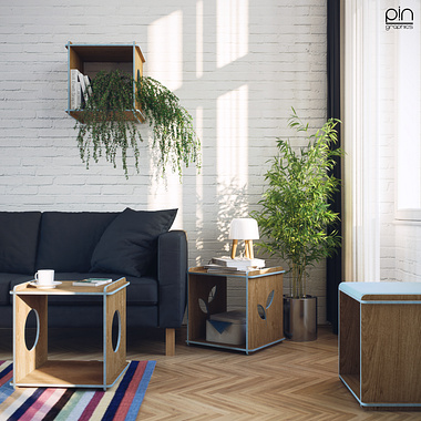 Modular furnishing boxes Pl(a)y stool