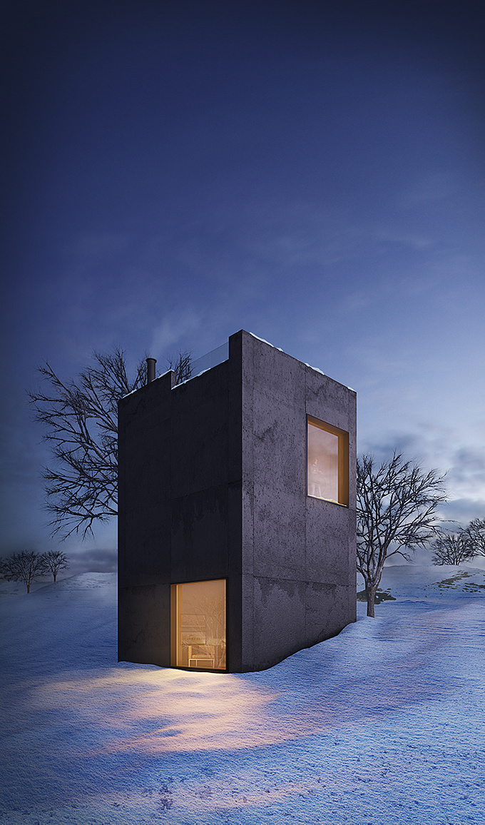  - http://
I designed this architecture and put it in a cold environment, warm colors are used inside the loft .
I used 3ds max vray and photoshop