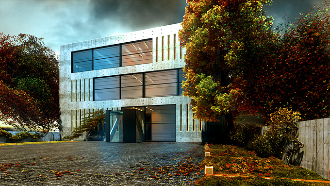 A little office building refubrishment, own design, modeling, rendering and postproduction.