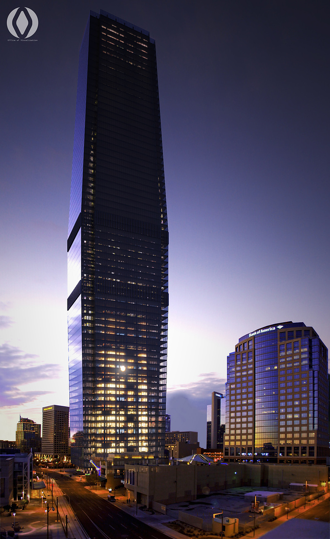 Office of Visualization - http://www.officeofvisualization.com
The intent of this rendering was to capture the Supertall Office tower in a way that emphasized its height and scale while complimenting its context.