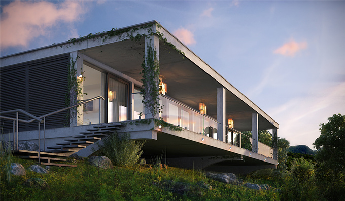 Alejandro Fanjul - Vision3d - http://www.vision3d.es
Modular house in the top of a hill.