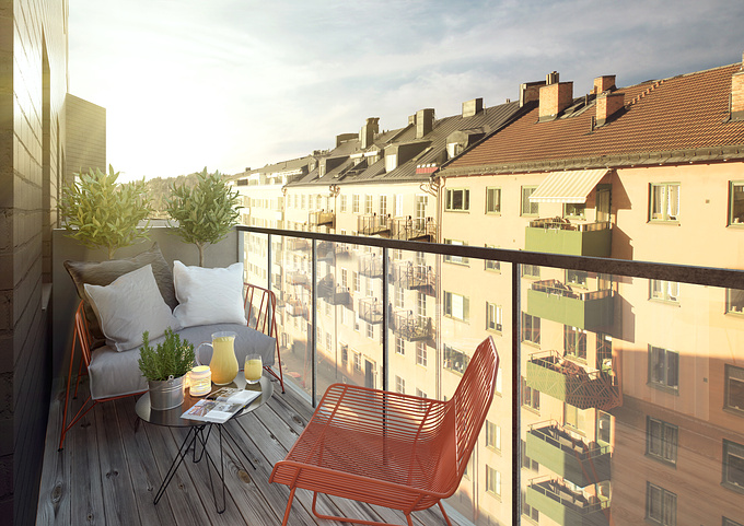 Case 3D Creative Studio
View from one of the balconies in the Duvboet building in central Sundbyberg. The render was created with capturing the beautiful view and sunlight of the area in mind. The clients were adamant in their desire of capturing this aspect of the building, and we were more than happy to oblige.