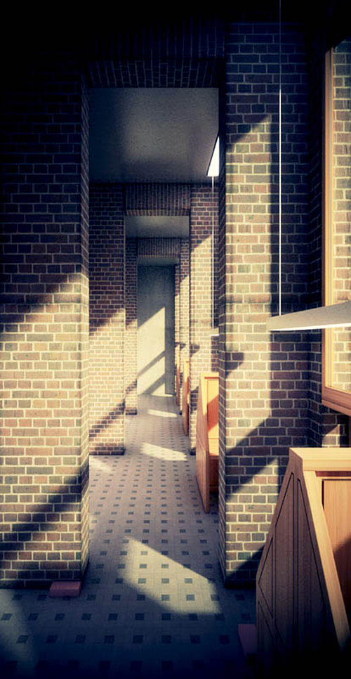 Personal work - 
 Personal work
 
 
 3dsmax, vray

 

Hi,

after 10 years ignoring 3dsMax and working instead with Maya, now it got me and i try to learn 3dsmax as well for some different reasons. I was very inspired about the work from Alex Roman, so i choosed the Luis Khan project to get a look inside the workflow of 3dsmax. Here is an actual example. If i have time inbetween my regular job, i will update that thread with newer renderings.
Atm there are some technical mistakes in the picture. The bricks at the edge of the walls dont fit in the regular grid, and the 2 bricks at the floor shouldnt be there. 

I hope you like it.

Greetings
LH