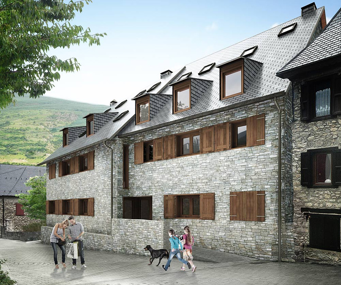 Rendering of architecture - http://renderingofarchitecture.com/3d-architectural-visualizations-andorra
Architectural visualization of two semi-detached houses in the Pyrenees

For further info please visit 