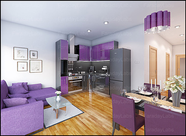 Kitchen with purple design