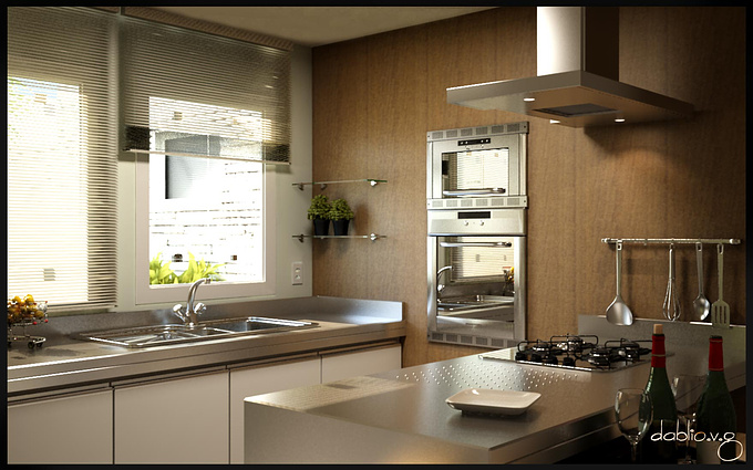 dabliovg - http://dabliovg.wix.com/dabliovg
 dabliovg
 
 
 3d max/ v-ray

 

Hello All,

Here is a final image of kitchen that I have been working on.
A very long render (18 hours), maybe a my mistake, but have reflections lot...