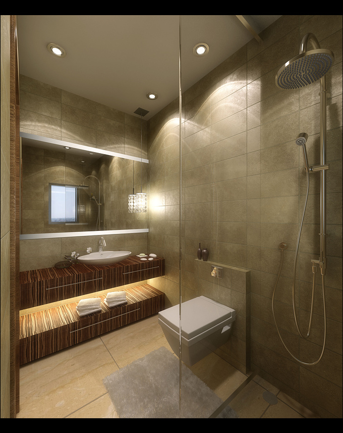 bathroom render in 3ds max vray and ps