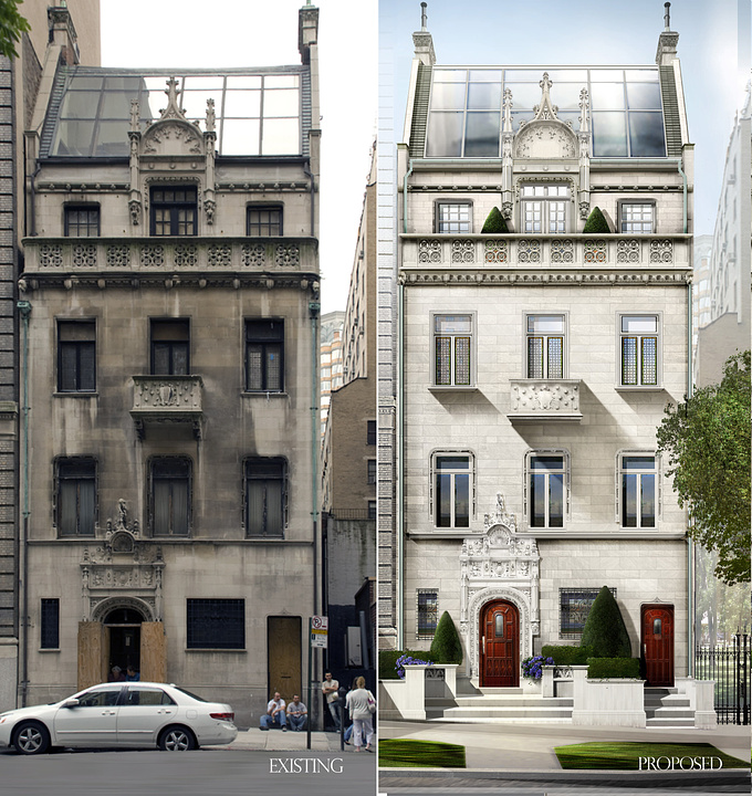Andy Hickes - http://www.rendering.net
 Andy Hickes
 
 Sotheby's International Realty
 photoshop

 

Rendering for proposed restoration of NYC townhouse for 
$30 million offering.  Rendering was 30"x57".  Will try to post larger detail.