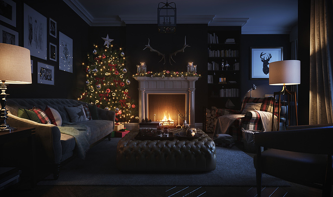 ArcMedia - http://arc-media.co.uk/
We decided to set ourselves a small design brief to create and dress a living space for the festive season, then produce a set of atmospheric CGIs which portray our vision of the perfect Christmas setting.