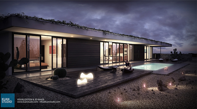 Kuan Studio - http://www.kuanstudio.com
 Kuan Studio
 
 
 3DS Max, Vray, PS

 

Hi all, here one of our last jobs.
This is one of four images we made for an architect firm in Texas.
We try to make a nice mood in the desert...
comments are welcome.
Cheers!