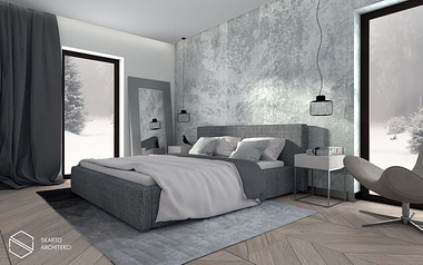 Master bedroom in shades of gray