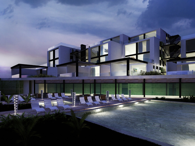 437 Arquitectos - 
 437 Arquitectos
 
 
 3ds max, Photoshop,

 

Exterior render of a residential complex  I did some time ago in school.