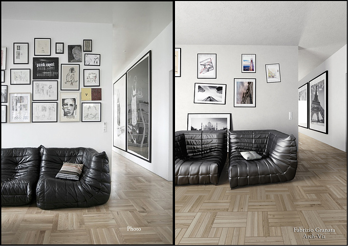 CG-Art Fabrizio Granata - http://granatafabry.wix.com/arch-viz
Hi guys personal work.
Software used 3ds max, vray, photoshop
For lighting I used a vrysun, and two skyportal windows.
The materials are quite simple, The sofas are models Viz People.
C & C are welcome