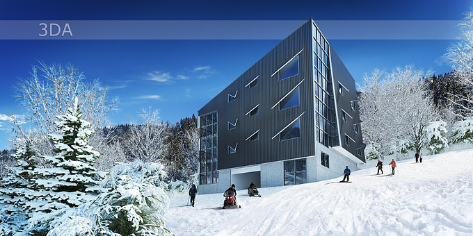3DA - http://www.3da.net.au
A visual image for ski lodge in Nozawa Japan
Beckground is photograph, all foreground is 3d.
Max, Vray, Photoshop