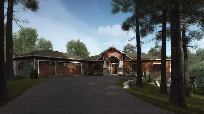 http://www.bobby-parker.com
Here, is a house I am calling, "House Under The Pines". I used 3DS MAX Design 2014, V-Ray (latest build), and PhotoShop CC.
