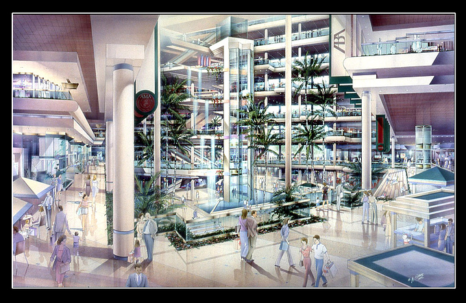 http://www.rendering.net
Here is mall interior in color.