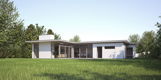 [reform] arkitekter - http://
villa in Ljunghusen (Malmö area), Sweden. design by [reform] arkitekter

software used:
Sketchup (free)
Maxwell standalone plugin (free)
trees and bushes generated with Arbaro (free)
grass generated with 'make fur' plugin for Sketchup by tak2hata (free)

PS slight postwork for color correction and sharpening