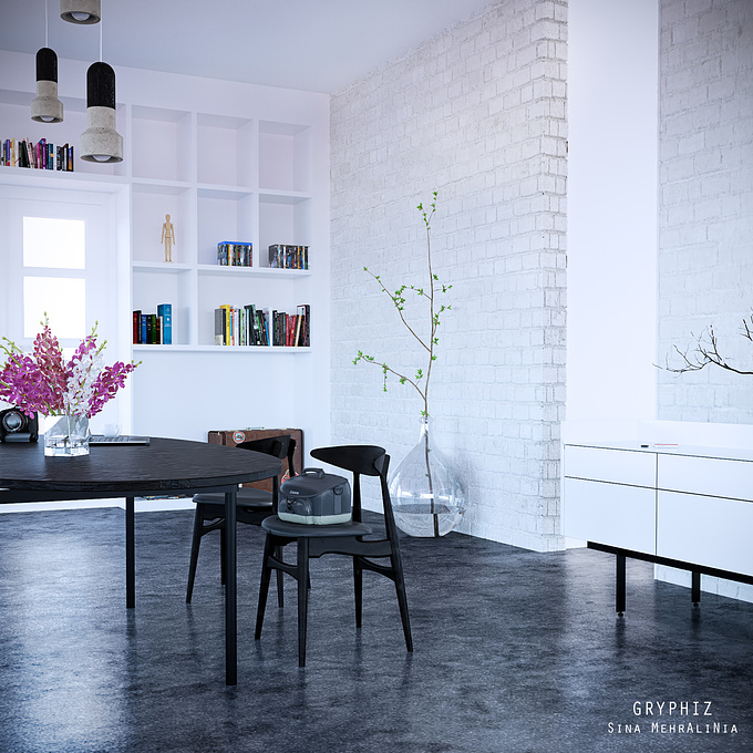 http://gryphiz.artstation.com/
This is my first interior rendering ever.
Modeling in modo and lighting, texturing, rendering in 3ds Max and Coronna Renderer. Post PRoduction done in Photoshop.
Based on Carl Hansen Furniture Catalogue.