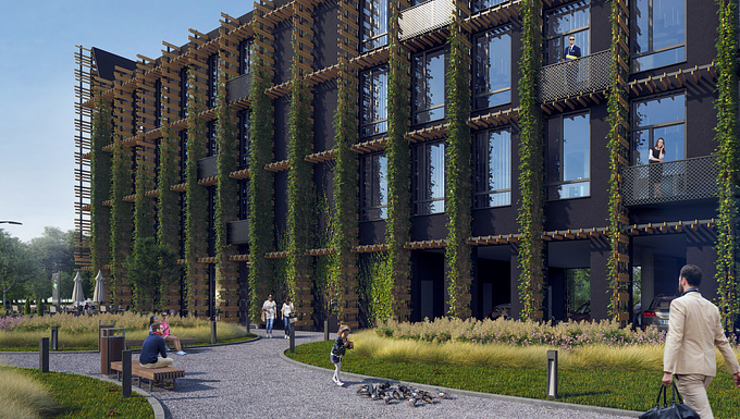 Yellow Studio - http://www.yellow.ee
New project done - an office building that will be raised up next to the Tallinn’s zoo. It is created with an idea to re-connect with nature by adding living greenery on the facade