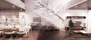 interior Dining Room 3D rendering