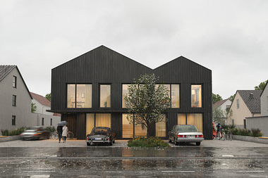  Keeping it real with rain: Exterior visualization of a modern multi-family home