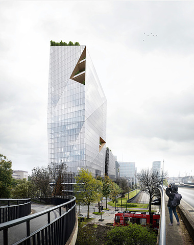 Exterior visualization of the new Ministry of Finance building in Düsseldorf