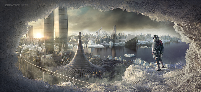 Creative Nest - http://
A project based upon creating a vision of a city built on a ice cold planet in the near distant future.

Modelled in 3DS and Post production in Photoshop.
https://www.behance.net/creative_nest