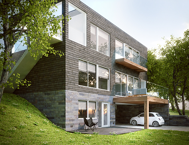 3D exterior rendering of Nordic house project.
