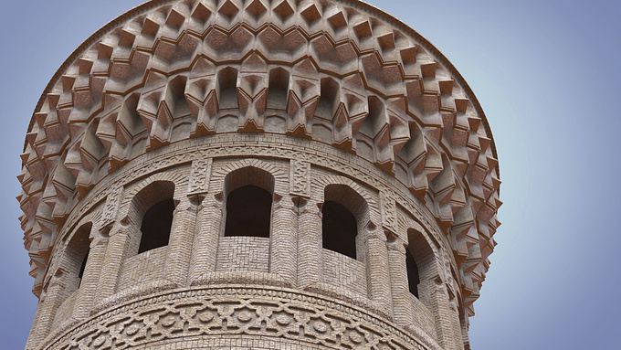 Kalon Minaret in Bukhara, made of separated bricks in 3ds max