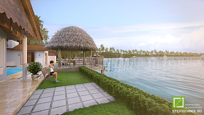 Stepworks 3D - http://https://sites.google.com/site/stepworks3d/home
A small resort in Kerala, India. A reminder of the relaxing holiday we took a while ago.  

An in-house project.