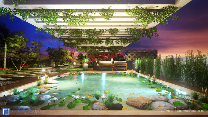 http://www.stepworks3d.com
A prestigious project from Nextra Developers Pvt Ltd At a supreme location overlooking the yamuna river. The project consists of public areas, a swimming pool, gym, kids area, multi purpose hall and green territory surrounding it. The tower also includes a plush green and huge terrace garden as it's crown, which includes bar and party area along with a beautiful water feature. 
It was an immense pleasure working with Nextra team. 
Project was completed within a span of 1 month.